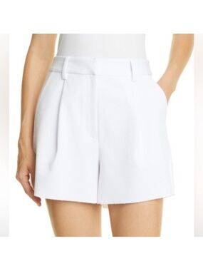 Favorite Daughter editor shorts 2 White High-Rise Tailored Shorts 2 raw hem